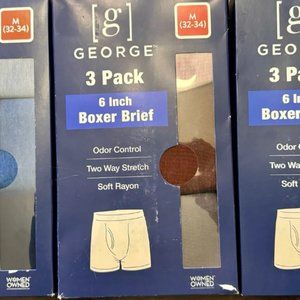 Three (3) George Men's Soft Touch Rayon Boxer Briefs, 3 Pack - MEDIUM (32-34)